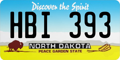 ND license plate HBI393