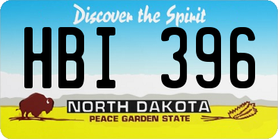 ND license plate HBI396