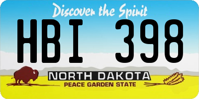 ND license plate HBI398