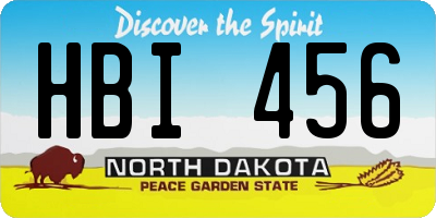 ND license plate HBI456