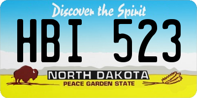 ND license plate HBI523