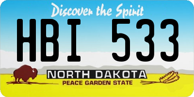 ND license plate HBI533