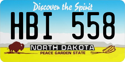 ND license plate HBI558