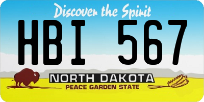 ND license plate HBI567