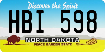 ND license plate HBI598