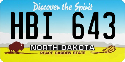 ND license plate HBI643