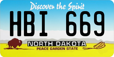 ND license plate HBI669