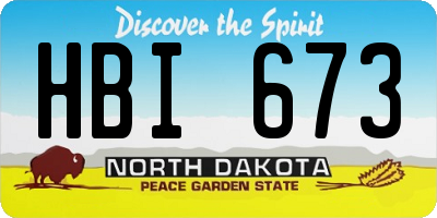 ND license plate HBI673
