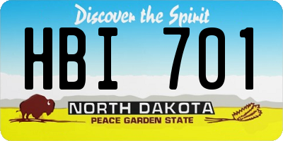 ND license plate HBI701