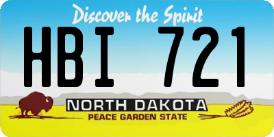 ND license plate HBI721