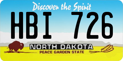 ND license plate HBI726