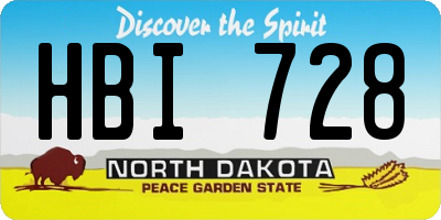 ND license plate HBI728