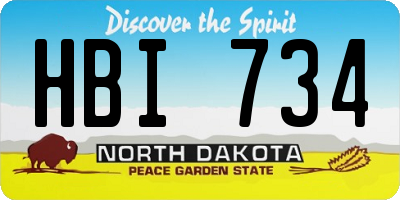 ND license plate HBI734