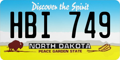 ND license plate HBI749