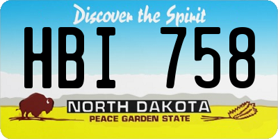 ND license plate HBI758