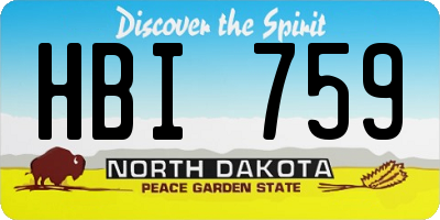 ND license plate HBI759