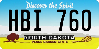 ND license plate HBI760