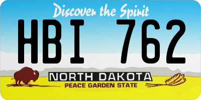 ND license plate HBI762