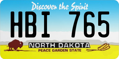 ND license plate HBI765