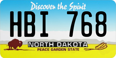 ND license plate HBI768