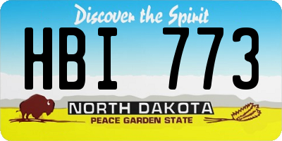 ND license plate HBI773