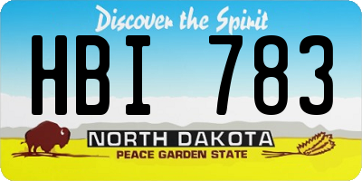 ND license plate HBI783