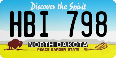 ND license plate HBI798