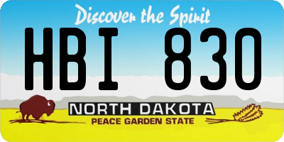 ND license plate HBI830