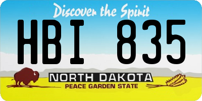 ND license plate HBI835