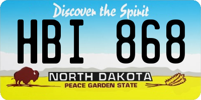 ND license plate HBI868