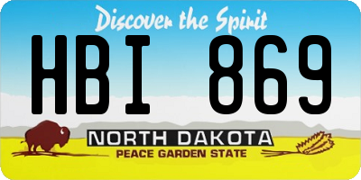 ND license plate HBI869