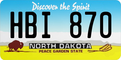 ND license plate HBI870
