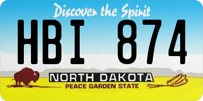 ND license plate HBI874