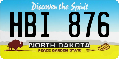 ND license plate HBI876