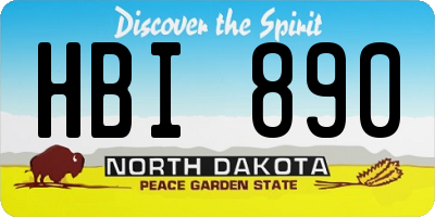 ND license plate HBI890