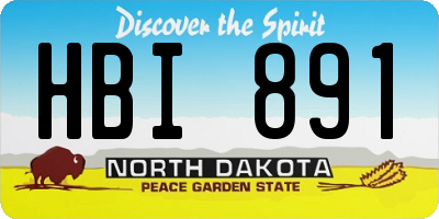 ND license plate HBI891