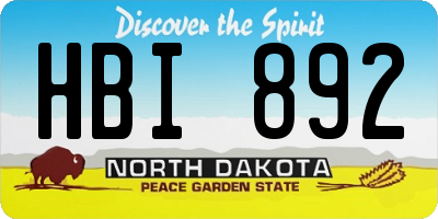 ND license plate HBI892
