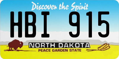 ND license plate HBI915