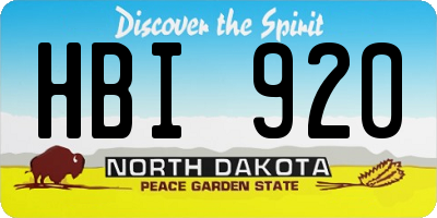 ND license plate HBI920