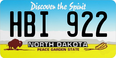 ND license plate HBI922
