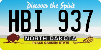 ND license plate HBI937