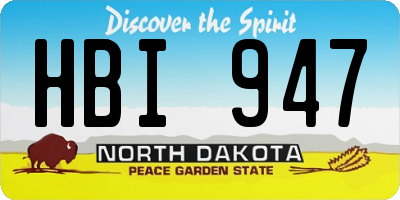 ND license plate HBI947