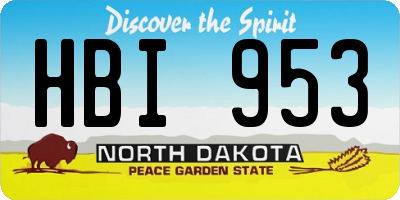 ND license plate HBI953