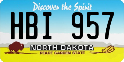 ND license plate HBI957