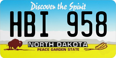 ND license plate HBI958