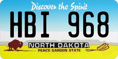 ND license plate HBI968