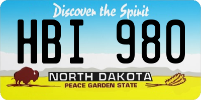 ND license plate HBI980