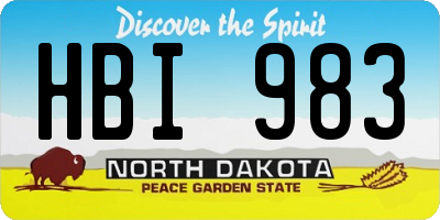ND license plate HBI983