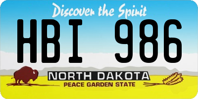 ND license plate HBI986