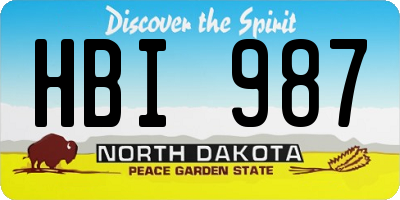 ND license plate HBI987